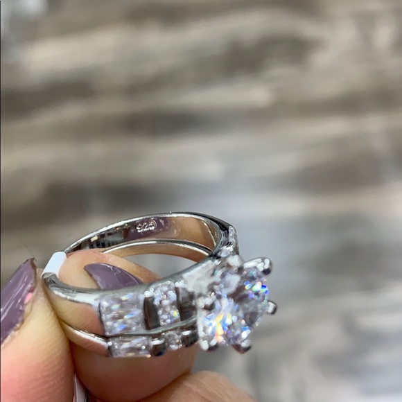 1.5ct Round Engagement Ring Wedding Band 2 pc set - Picture 7 of 8